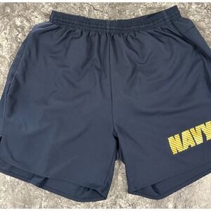 USN Navy PT Shorts Soffe Physical Training Blue Reflective Mens Large